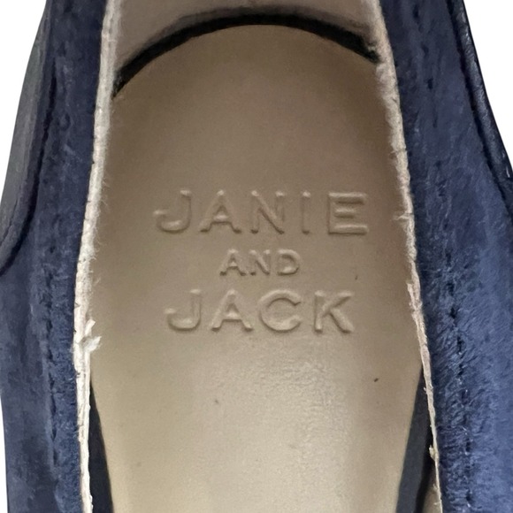 Janie And Jack Girls Size 13 Navy Blue‎ Suede Leather Loafer Shoes - Picture 5 of 10